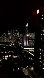 Illuminated city at night