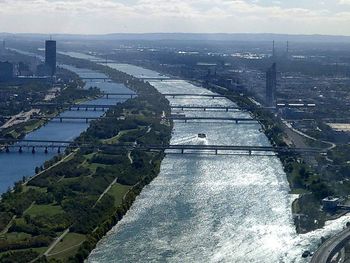 High angle view of bridge over river