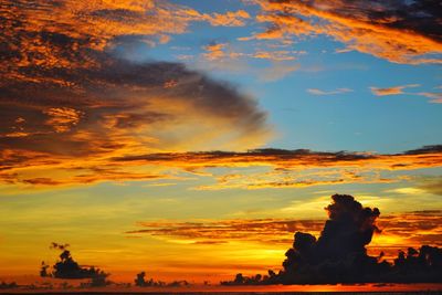 Scenic view of dramatic sky during sunset