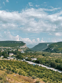 High angle view of townscape against sky