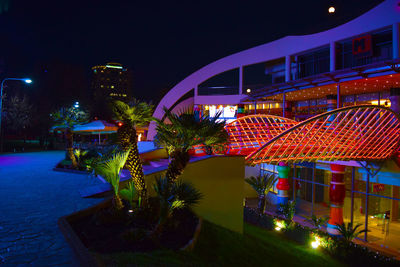 Illuminated building at night