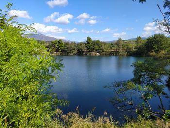 Scenic view of lake against sky