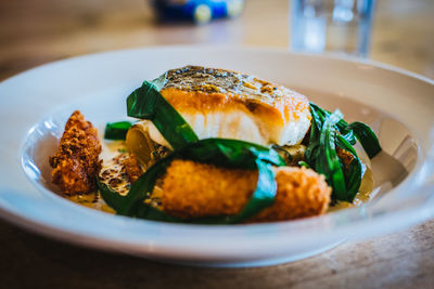 Close-up of meal served in plate