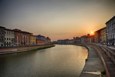 View of canal at sunset