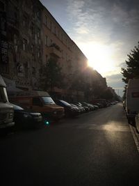 Cars parked on road