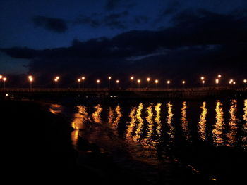 View of illuminated city at night