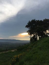 Scenic view of landscape against sky during sunset