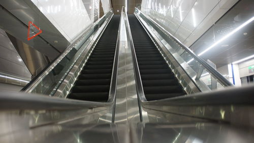 Low angle view of escalator