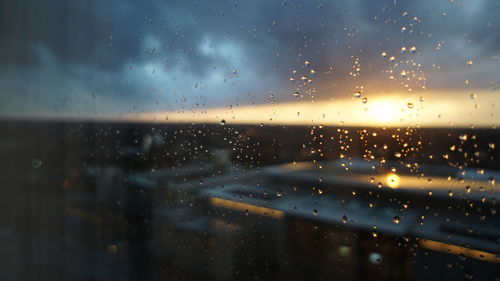 Close-up of water drops on glass