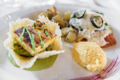 Close-up of food served in plate