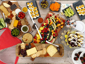 High angle view of food on table