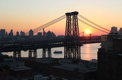 Suspension bridge at sunset