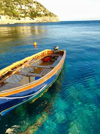 Boat sailing in sea