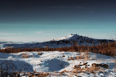 Clear winter sky mountain landscape panorama