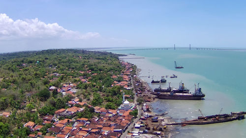 High angle view of sea against sky