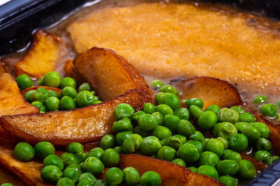 High angle view of food in plate