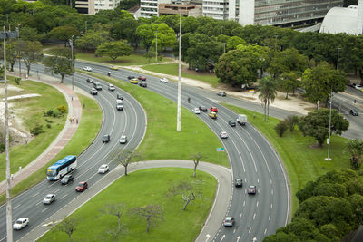 High angle view of cars on road