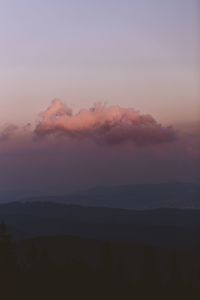 Scenic view of silhouette mountains against sky during sunset