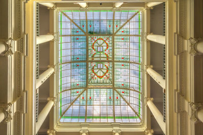 Low angle view of illuminated ceiling in building