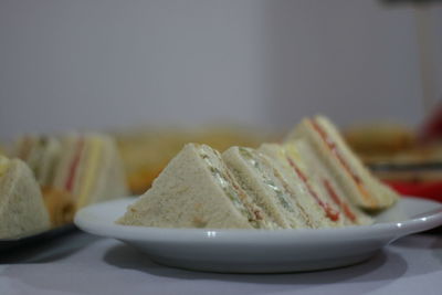 Close-up of breakfast served on table