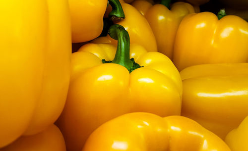 Close-up of yellow bell peppers for sale