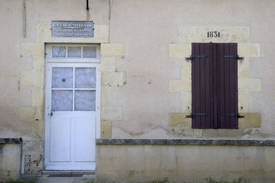 Closed door of building