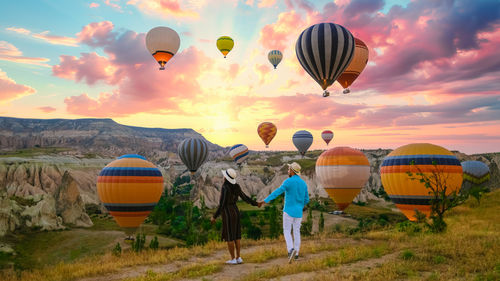 People in hot air balloons