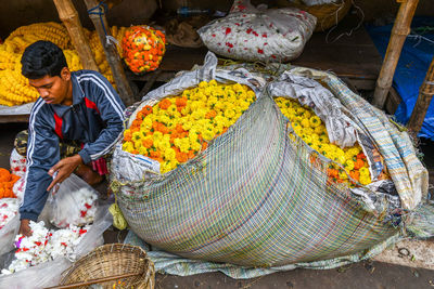 Full frame shot of various fruits for sale at market stall