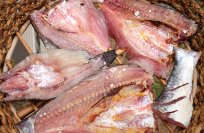 Fresh fish before being dried in the sun for dry food preservation