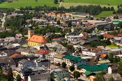 High angle view of townscape