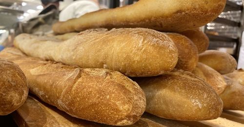 Close-up of bread on display at store