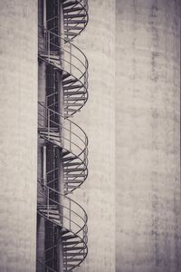 Close-up of spiral staircase in building