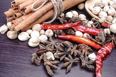 Close-up of spices on table