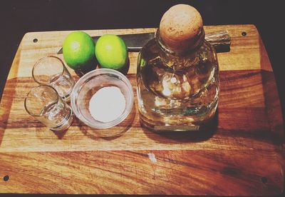 Close-up of food on wooden table