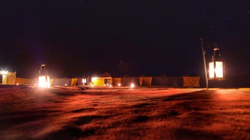 Illuminated lights at night