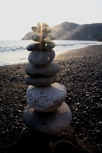 Stack of stones on beach