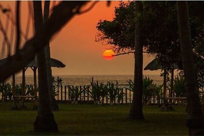 Scenic view of sea at sunset