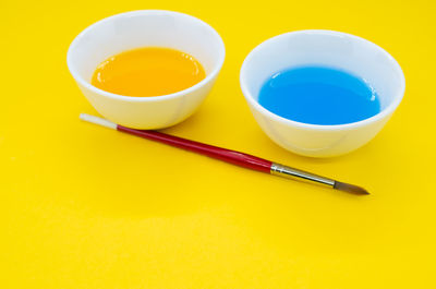 High angle view of tea cup on table