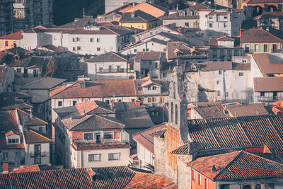 High angle view of buildings in city