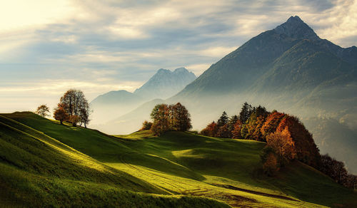 Scenic view of mountains in autumn 
