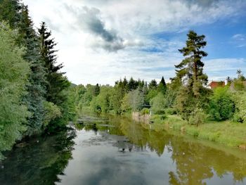 Scenic view of lake against sky