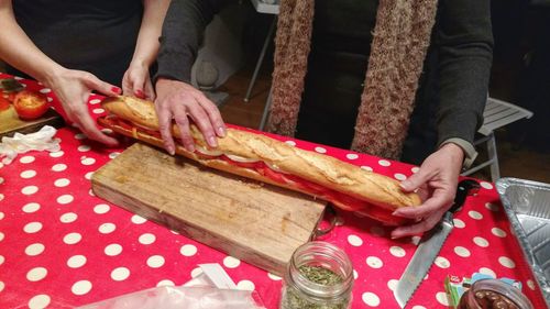 Midsection of woman preparing food