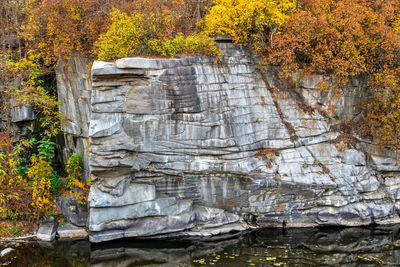 Buky canyon and hirskyi tikych river, one of the natural wonders of ukraine, in the fall