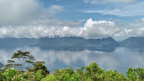 Scenic view of lake against sky