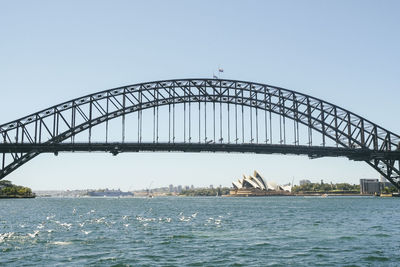 Bridge over river against clear sky