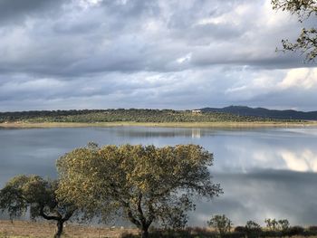 Scenic view of lake against sky