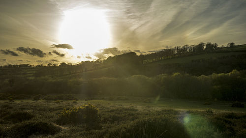 Scenic view of landscape against sky during sunset