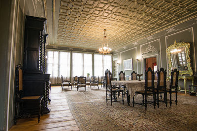 Chairs and tables in restaurant