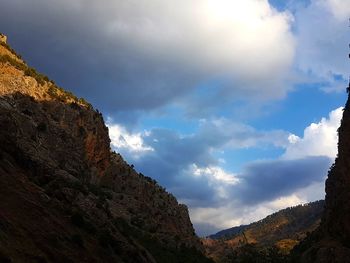 Low angle view of mountains against sky