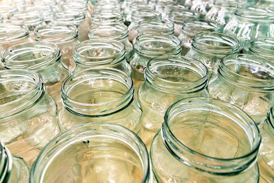 Full frame shot of glass jars